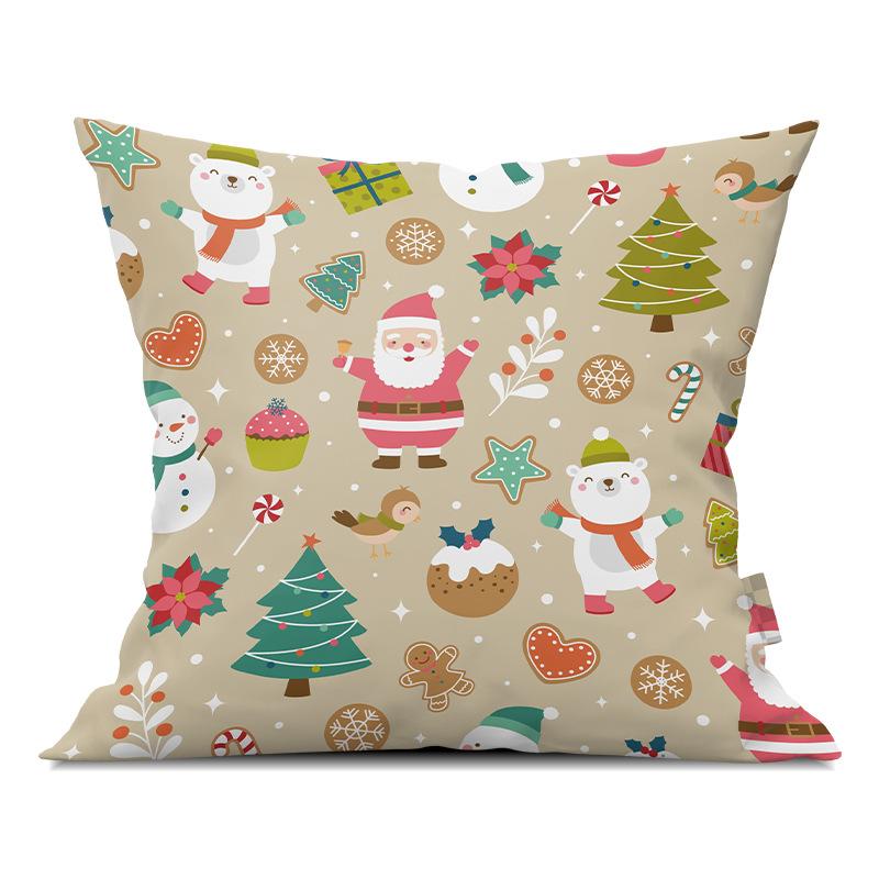 Merry Christmas Pillowcase Cartoon Printing Office Sofa Lumbar Pillow Cover for Home