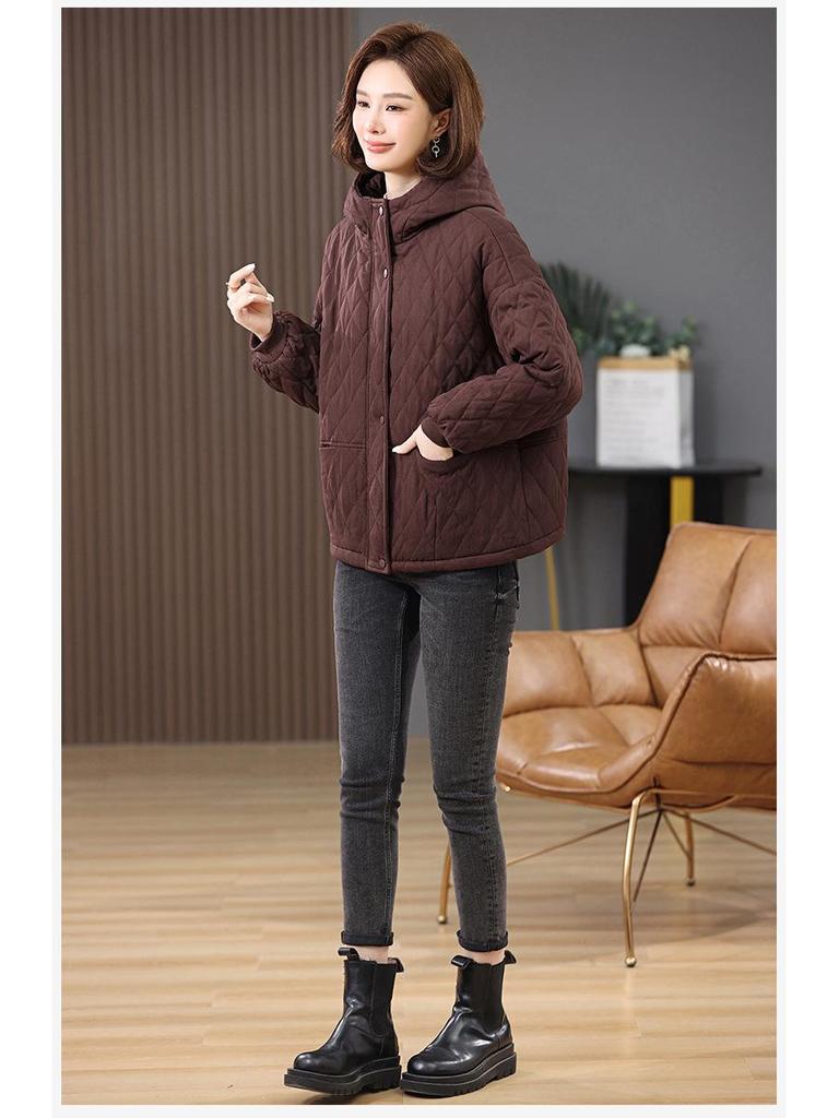 Damen Baumwolljacke in Übergröße - Herbst/Winter 2024, Casual, Leicht, Warm, Kurzer Mantel für Mütter mittleren Alters und ältere Mütter