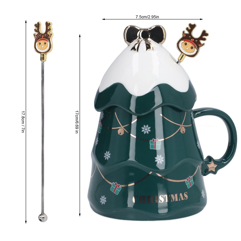 500ml Large Capacity Christmas Cup Ceramic Tea Milk Cup Coffee Mug with Lid Spoon for Home Holiday Gifts Ceramic Cup Coffee Cup