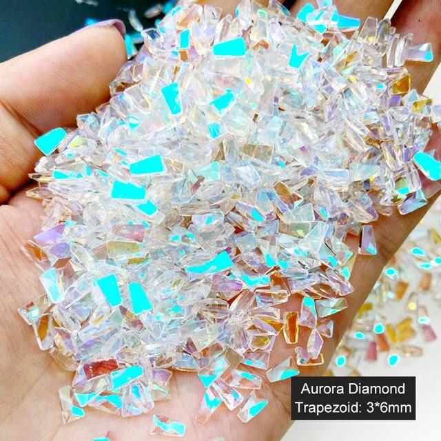 50 de bucăți în formă de unghii piese de strasuri Aurora iluzie cristal transparent picătură romb săgeată pietre colorate cu spate plat Pietre 3D pietre prețioase unghii decorare