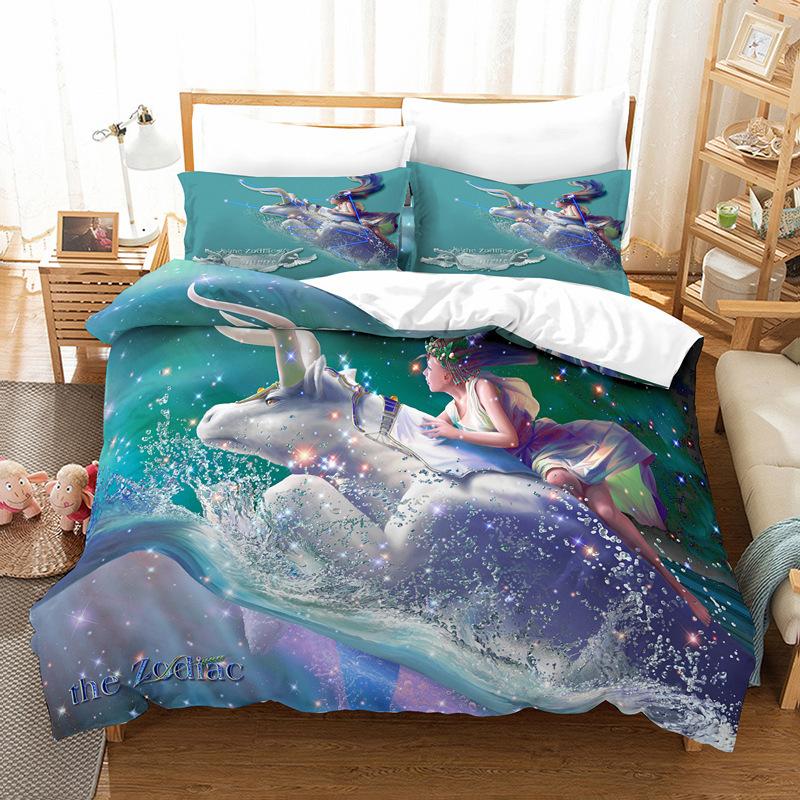 Cartoon Digital Printing Twelve Constellations Duvet Set Bedding Two Or Three-Piece Set