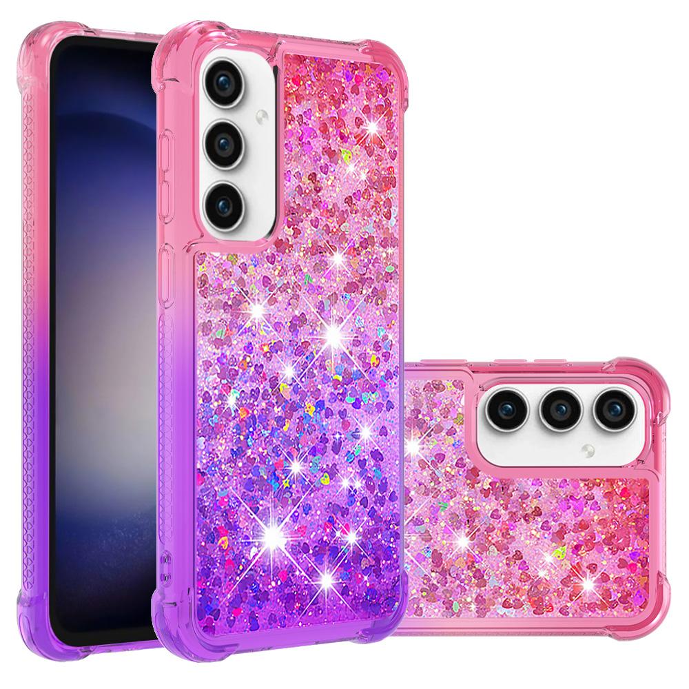 

For Samsung Galaxy S23 FE TPU Case Gradient Quicksand Phone Back Cover Pink+Purple