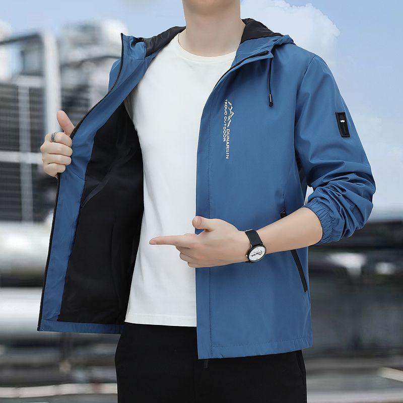 Autumn Winter Mens  Jackets Solid Color Korean Fashion Casual Coat Men Classic Hooded Windbreaker Outdoor Coats