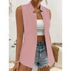 Solid Color Slim Fit Sleeveless Lapel Blazer Vest for Women, Commute Casual Versatile Elegant Waistcoat Cardigan