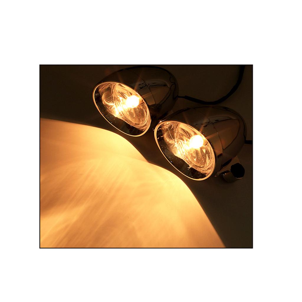 1/2Pcs 2 4' Chrome Motorcycle Front Headlight Fog Light Lamp Motorcycle Motorbike Retro Visor LED Passing Fog Auxiliary Light
