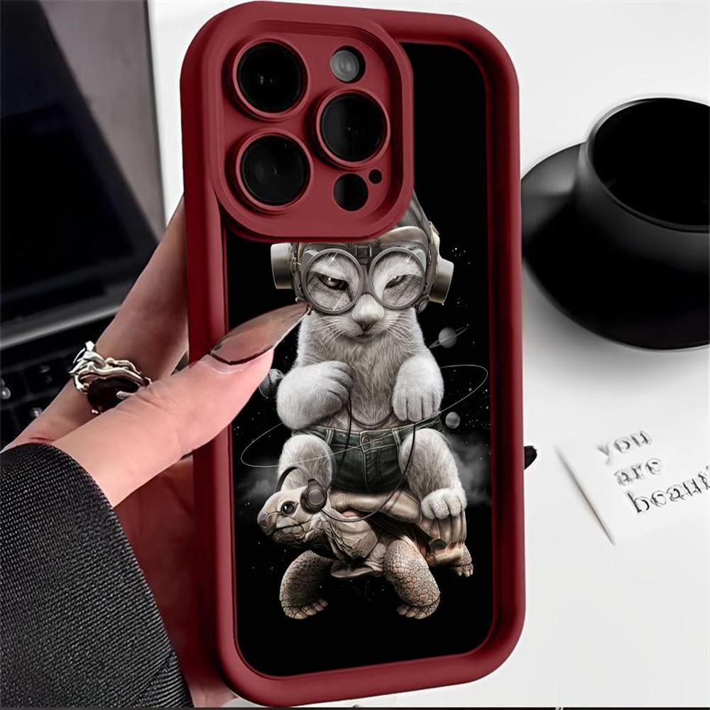 Angel Eye TPU Soft Phone Case for Samsung A05 A13 A23 A53 A14 A24 A34 A54 A15 A25 A35 A55 S20 S23 FE S24 Ultra Ae70 Cat Joyride On A Scooter Art