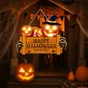 2D Halloween Wooden Sign Spooky Ghost Pumpkin with Rope Halloween Wood Ornament DIY Halloween Welcome Sign Garden Hanging Decor