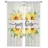 Aquarell-Blumen-Sonnenblumen-Bienen-Fenster-Tüllvorhänge für Wohnzimmer, Küche, moderne Fensterbehandlungen, Voile-Vorhänge