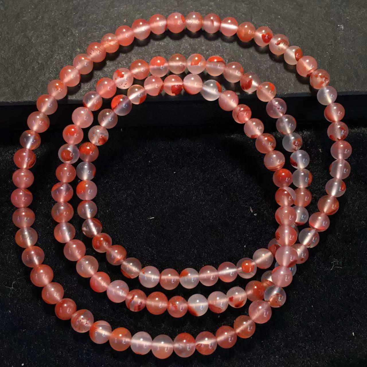 South Red Ice-Piao Floating Flowers Buddhist Prayer Beads Multi-Strand Bracelet - Clear, Impurity-Free