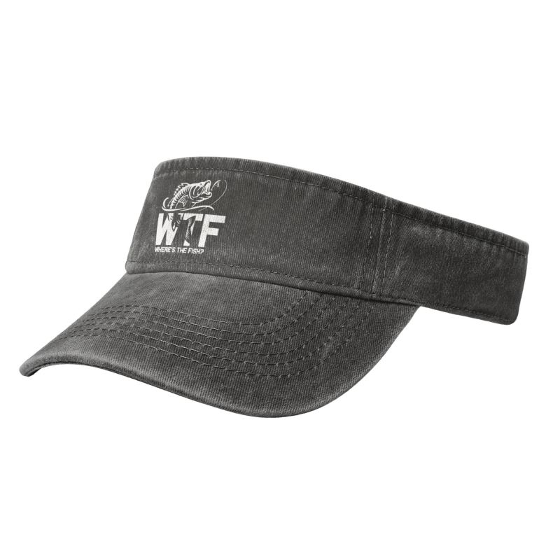 WTF Where's The Fish Print Sport Sun Visor Hats Cotton Baseball Cap Empty Top Baseball Sun Cap for Men Women Running Golf Tennis