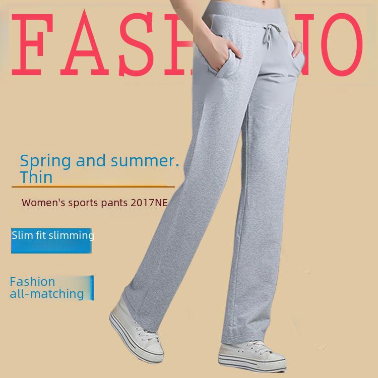 Damen High Waist Einfarbig Gerade Lässige Sporthose - Koreanischer Stil, Lockere Passform, Elastisch, Slim Fit für Frühling und Herbst