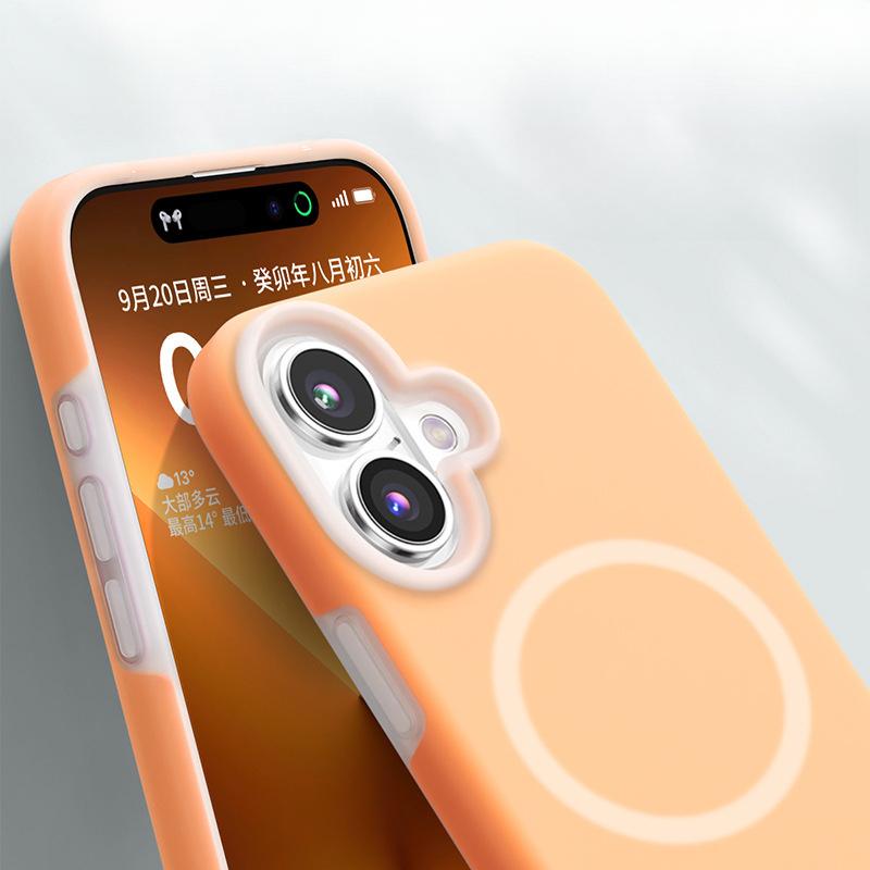 Applicable To IPhone 16 Mobile Phone Case Macaron Magnetic Liquid Silicone Jelly Apple 15 Anti-fall All-inclusive 14 Soft Case
