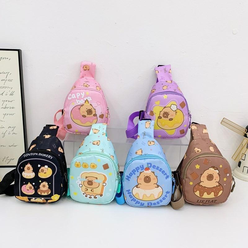Printed Donut Capybara Shoulder Crossbody Chest Bags Children Cartoon Gifts