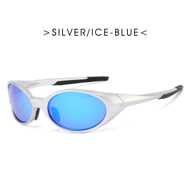 Outdoor Sports Polarized Sunglasses Women Men Unisex Oval Glasses Reflective Mirrored Lens Color Patchwork Shades