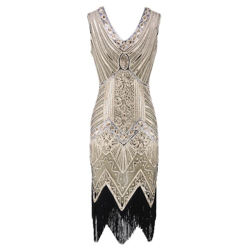 High-end explosive sequin hand-woven dress retro sequin dress physical picture