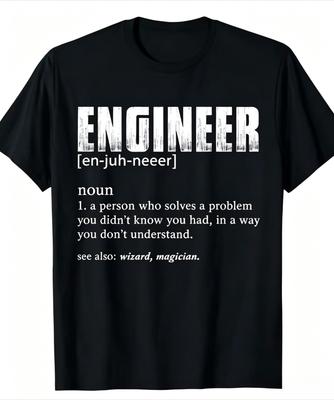 Ingenieur Definition T-Shirt Lustiges Ingenieurwesen T-Shirt Lässige Mode Locker Harajuku Komfort Atmungsaktiv Herren T-Shirt Humor Witz T-Shirts