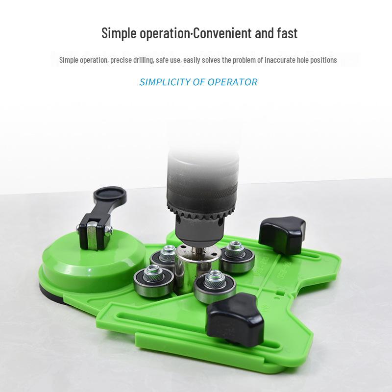 Glass and Tile Drill Bit Locator with Suction Cup and Vertical Fixer