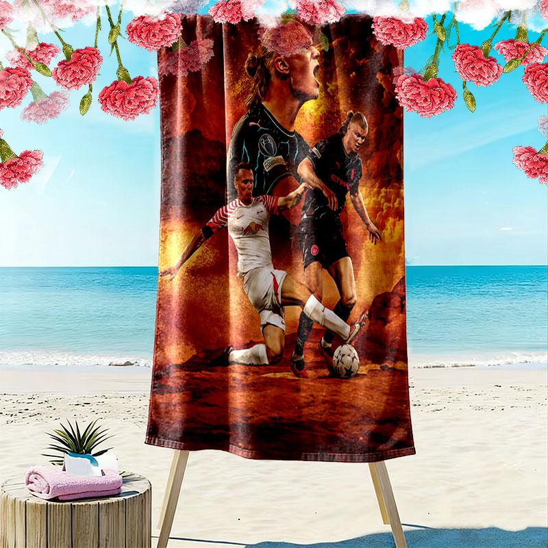 Haaland Power Print Beach Towel, Large Soft Quick Dry Towel for Beach Camping Swimming