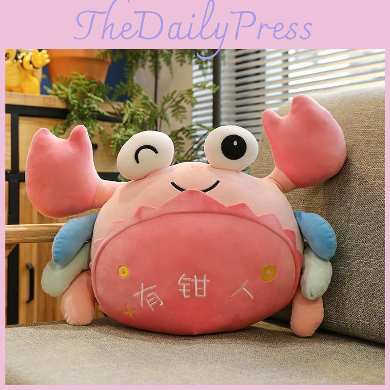 Adorable Cartoon Crab Plush Toy Stuffed Animal Pillow Down Cotton Cushion