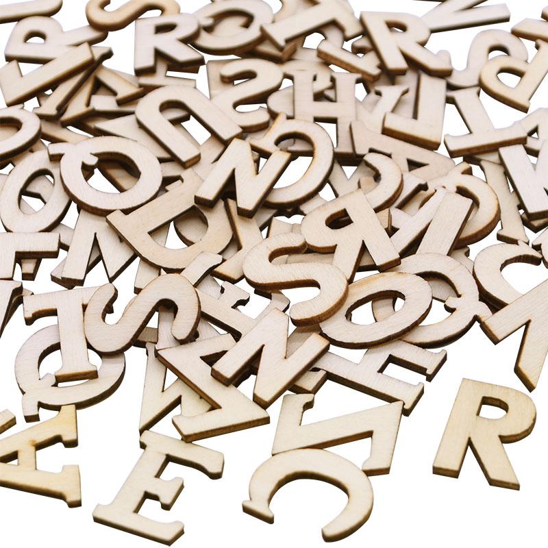 100Pcs Random Mixed Wooden Letters Alphabet English Number Digtal DIY Scrapbooking Arts Crafts Wedding Embellishments Decoration