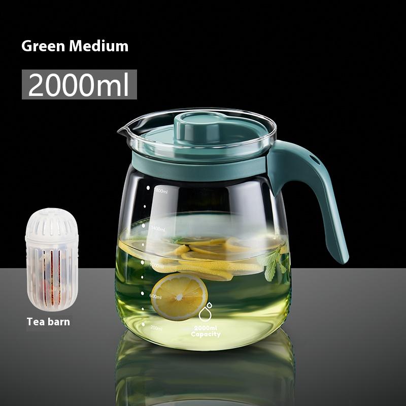 Summer Large Capacity Refrigerator Tea Kettle Tea Separation Cold Kettle Glass High Temperature Flower Teapot Brewing Tea