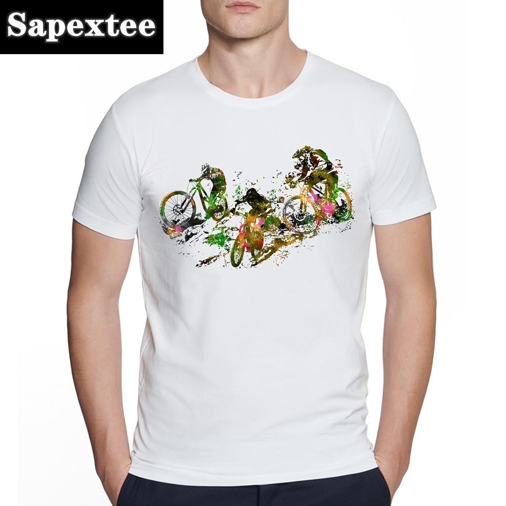 Bicycles MTB Print T Shirt Summer Men T-shirt Downhill Biking Print Casual Heartbeat Stimulation Exercise Male Harajuku Tshirt