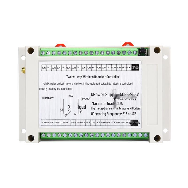 868MHz FSK 12-Channel Wireless Controller with 220V AC 10A Relay Contactor