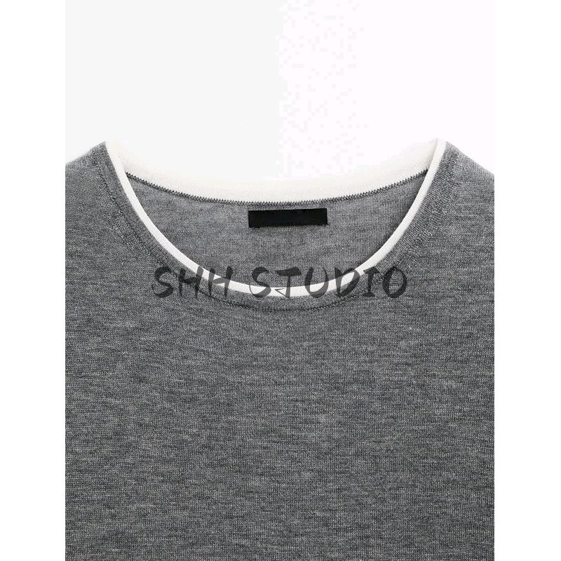MD Spring/Summer New Arrival Women's Clothing Basic Style Casual Style Fake Two-Piece round Neck Short Sleeve Knitting T-shirt Tops 5635623