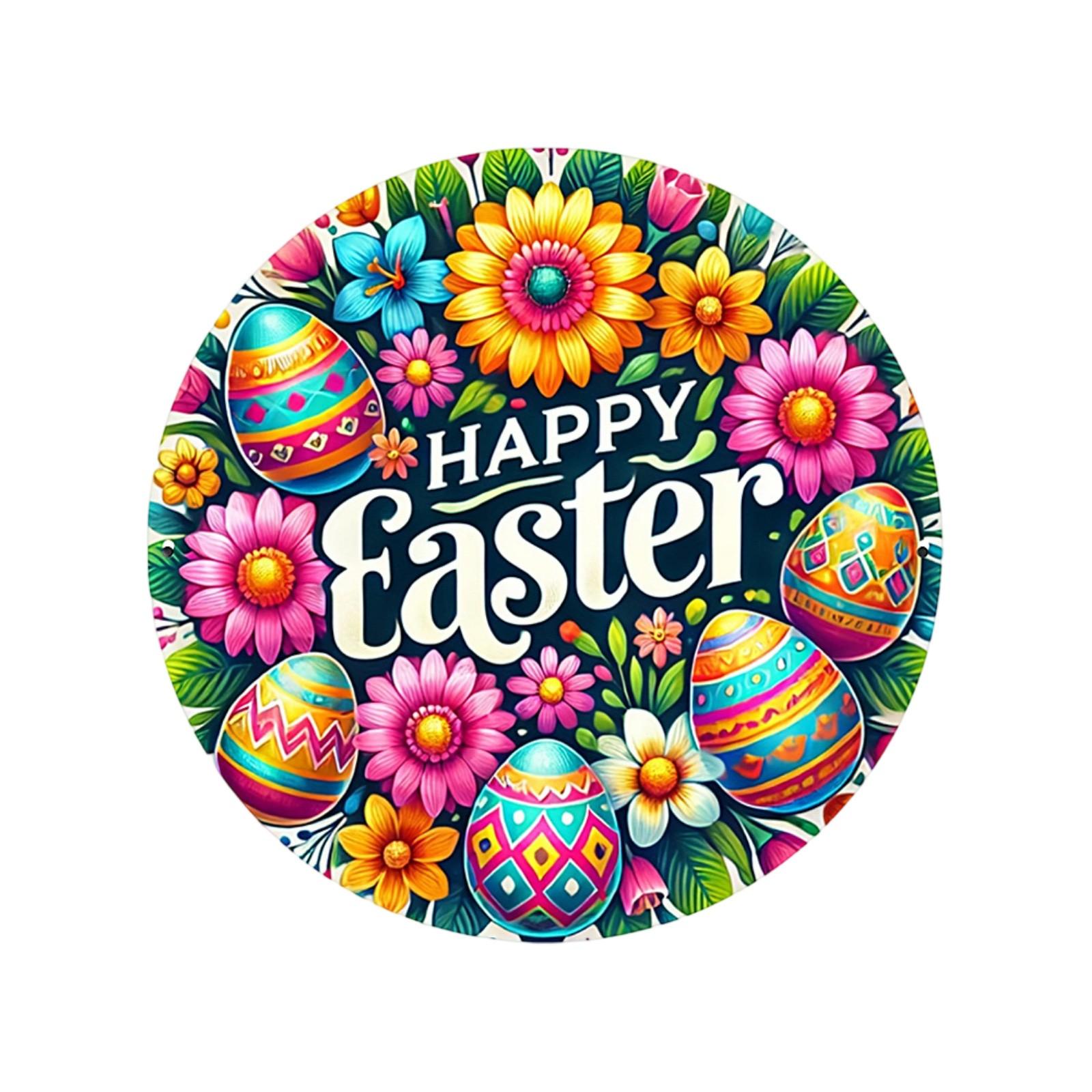 

Easter Bunny Easter Egg Party Decorations Wooden Circular Signs Hanging Festival Atmosphere Welcome Doors One Size