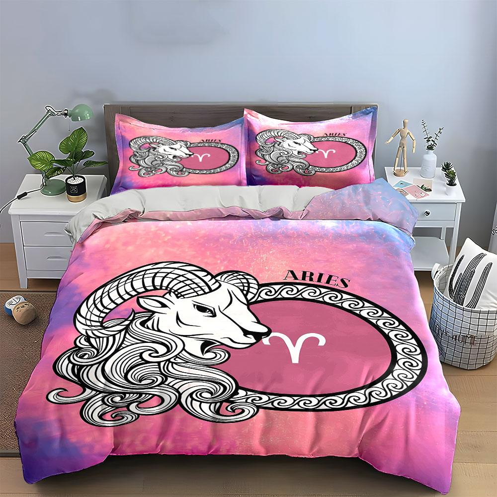 "Aries Zodiac Bedding Set" Bedding Duvet Cover Set Duvet Cover Pillowcases (1 * Duvet Cover 2 * Pillowcases, without duvet insert)