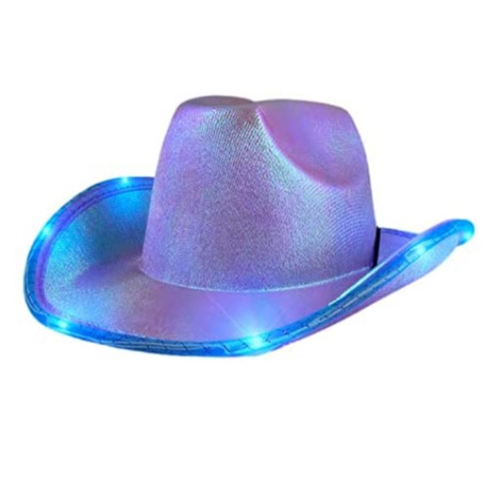Light Up Cowgirl Hat Colorful Cowboy Hat Halloween Christmas Cow Girl Dress Up Costume Accessories