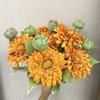 10pcs Simulation Double Petal Sunflowers INS Style Fake Flowers Retro Red Teddy Sunflower Hotel Decoration Artificial Flower