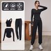 Womens Quick-Dry Fitness Set Gym Yoga Running Long Sleeve Top Pants Sportswear