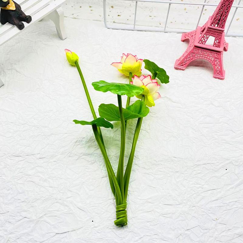 Silk Lotus Realistic Bonsai 7 Head Artificial Flower For Home Decor Interior