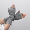 1pair Black Tattered Punk Unisex Fingerless Cuff Knit Gloves Women Men Elbow Length Mittens Broken Stretch Arm Warmer Gloves