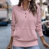 Fall Spring Women Sweatshirt Half-open Stand Collar Solid Color Loose Pullover with Big Pocket Elastic Cuffs OL Commuting Daily Top