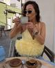 2025 Sommer Europäisches & Amerikanisches Seidennetz Spaghetti-Träger Tanktop – Damen Puffsaum Kurzes Top