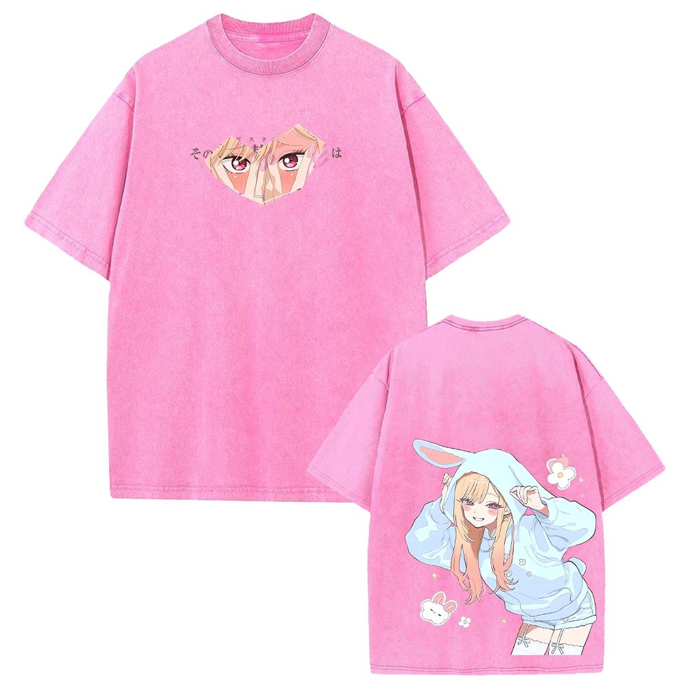 My Dress-Up Darling Anime T-shirt Marin Cute Cartoon Washed Y2k T Shirt Men Women Clothing Summer Short Sleeve Cotton Tee Tops