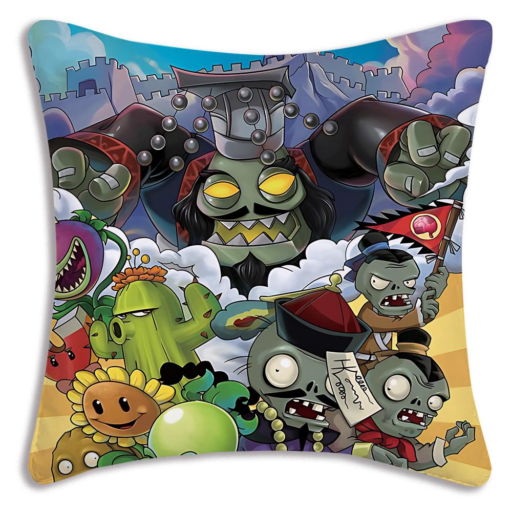 Game For Plantss Vs. Z-Zombies Pillow Covers Cartoon Sofa Decorative Home Double-sided Printing Short Plush Cute Cushion Cover