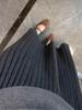 French Gray Wool Pleated Midi Skirt - Elegant, Draped, Wide Hem for Autumn 2025