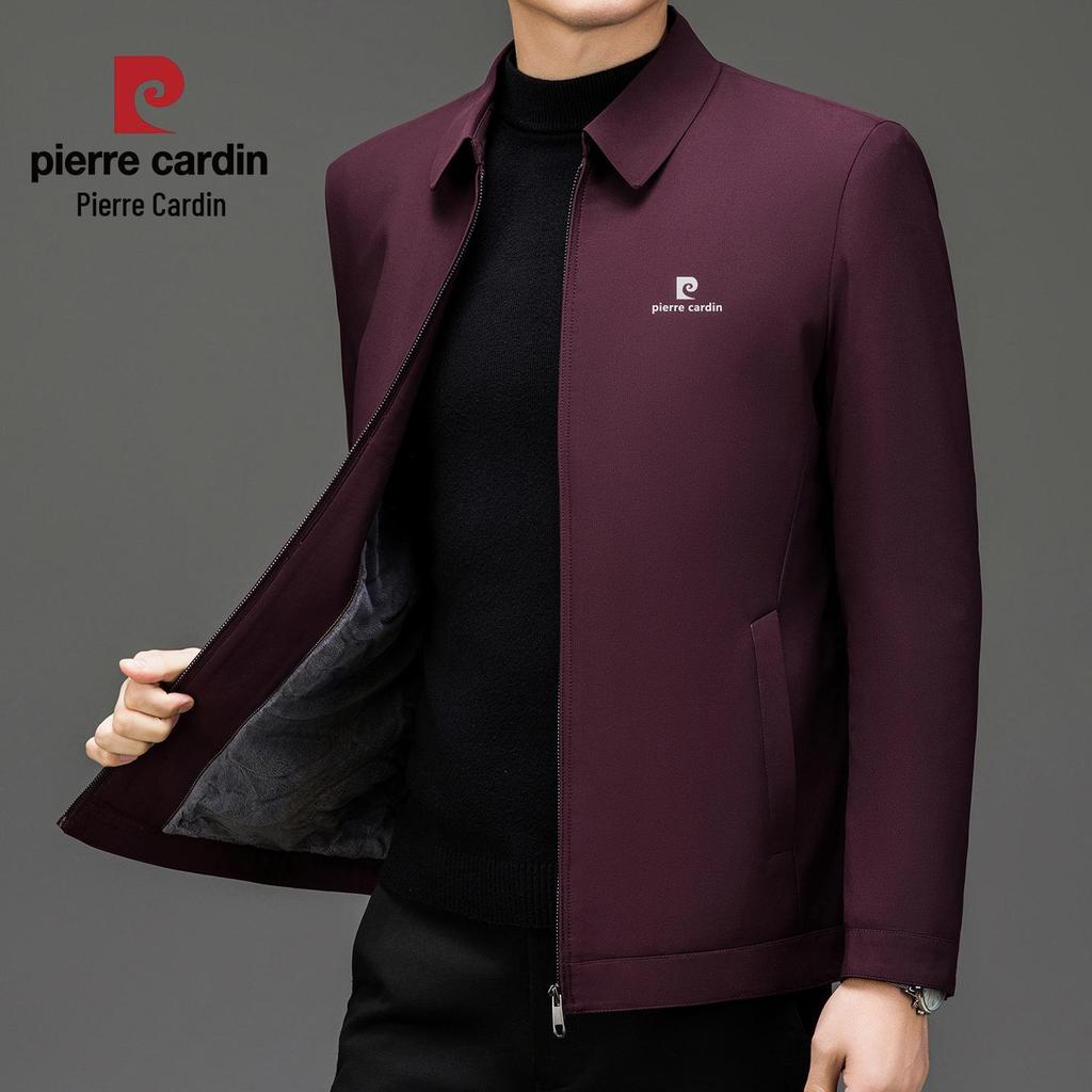 Pierre Cardin Men's Executive Plus Velvet Lapel Jacket - 2025 Autumn/Winter Mid-Aged Dad Suit Collar Outerwear