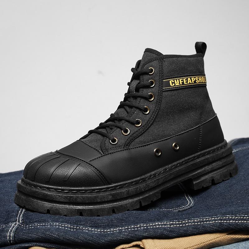 Martin Stiefel Herren Erhöhung Schale Kopf Tasche Kopf Retro Lokomotivstiefel große gelbe Stiefel neue große Kopfschuhe