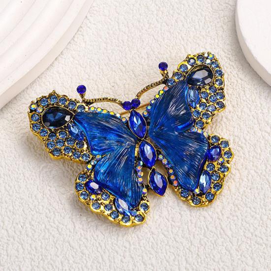 Women Brooch Sparkling Rhinestones Faux Pearl Butterflies Shape Lapel Pin Suits Coats Bags Scarves Badge Versatile Accessory