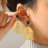 Wholesale 18k Gold Women's Niche Design Hollow Geometric Teardrop Earrings, Unique Fashion Drop Earrings