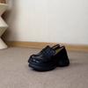 2025 retro waterproof muffin sole commuter small leather shoes women's round head platform casual loafers sports style single shoes