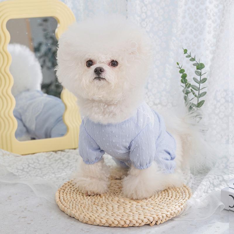 Spring and Summer Puppy Dog Home Clothes Romantic Lace Four-legged Belly Clothes Summer Air-conditioning Clothes Teddy Bear Pet Clothes