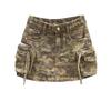 Three-dimensional pocket tooling camouflage denim skirt 2025 summer new Spice Girl street A word anti-light skirt