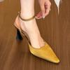 Fashion 2025 Spring Ankle Buckle Strap Women Pumps Designer Narrow Band Pointed Toe Thin Low Heels Dress Slingbacks Shoes  red heels