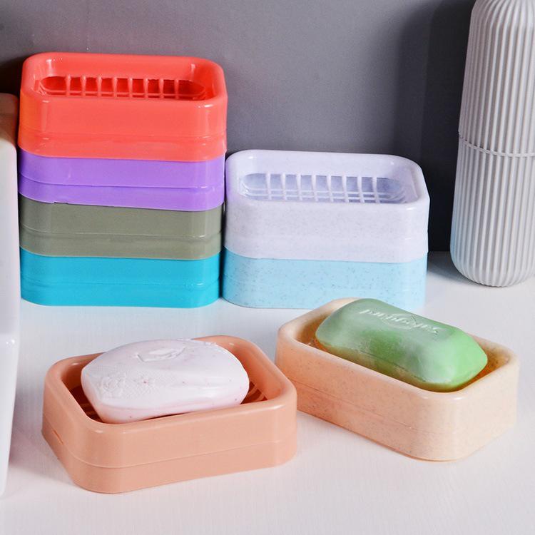 Creative Double-Layer Soap Dish: Square Plastic Grid for Home, Bathroom, and Travel Use