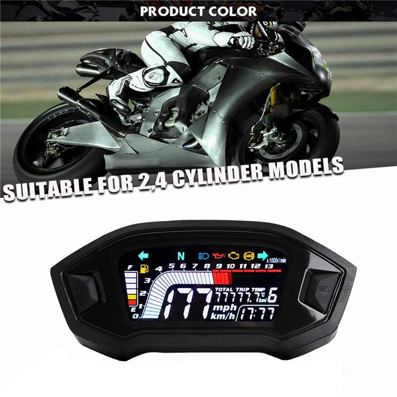 A64P-Universal Motorcycle LCD Digital Speedometer 13000RPM Backlight Digital Odemeter Tachometer For 1,2,4 Cylinder